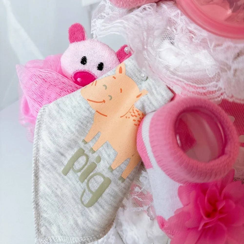 Piggy Diaper Cake, Farm Baby Shower